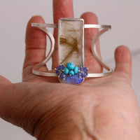 Golden Rutile & Lilac Opal Column Cuff