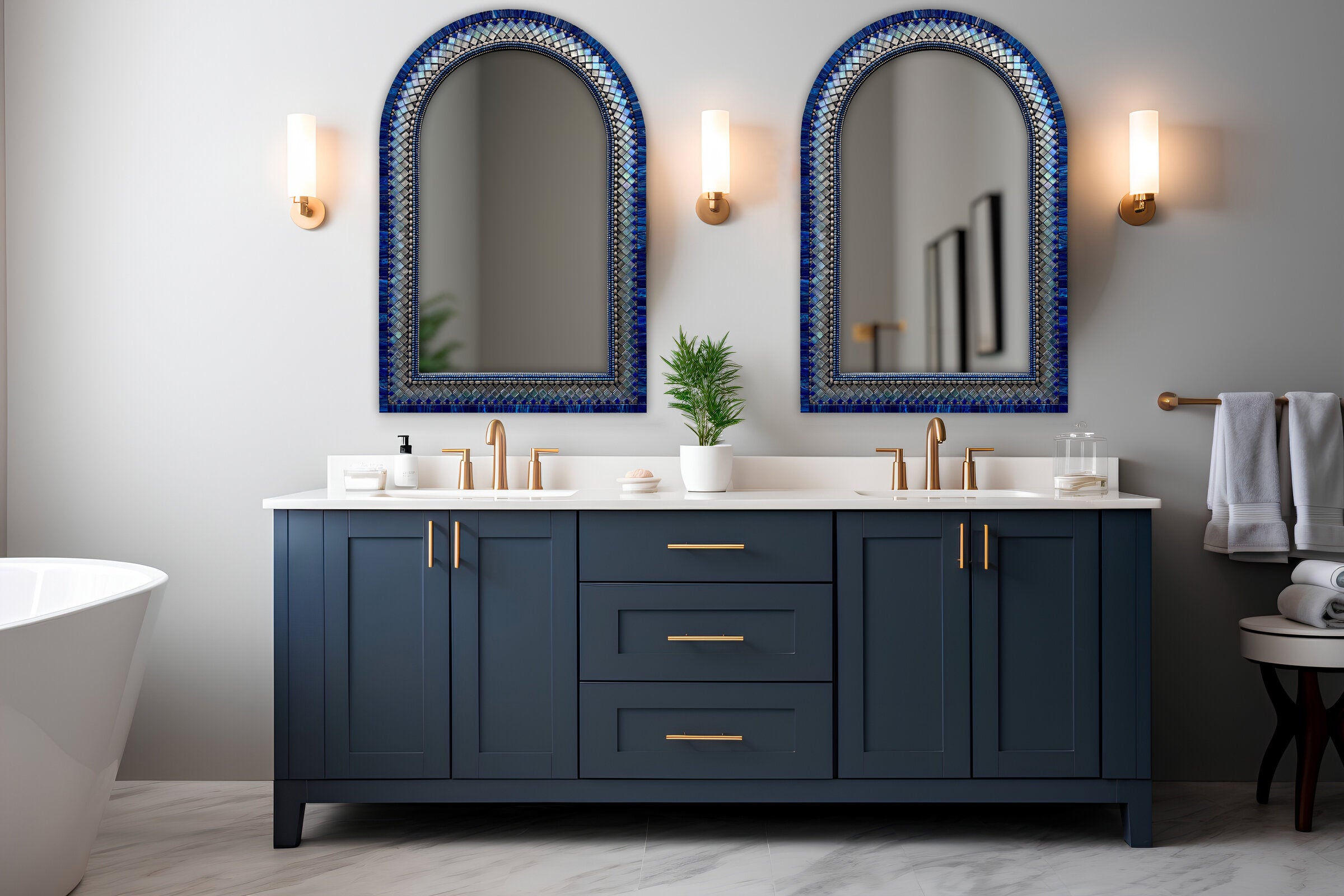 Indigo Tide Arch Mirror