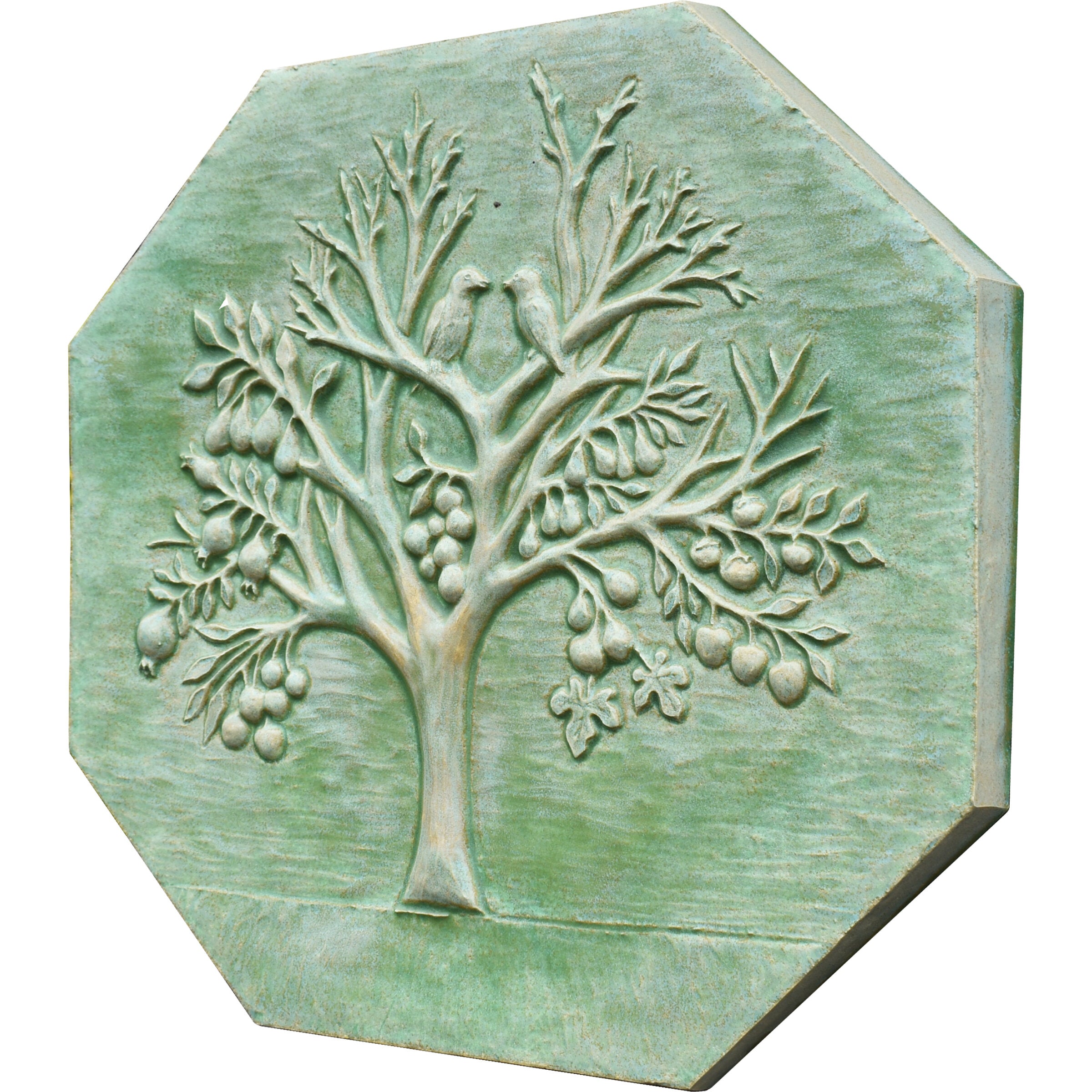Magic Fruit Ceramic Octagon in Green Patina