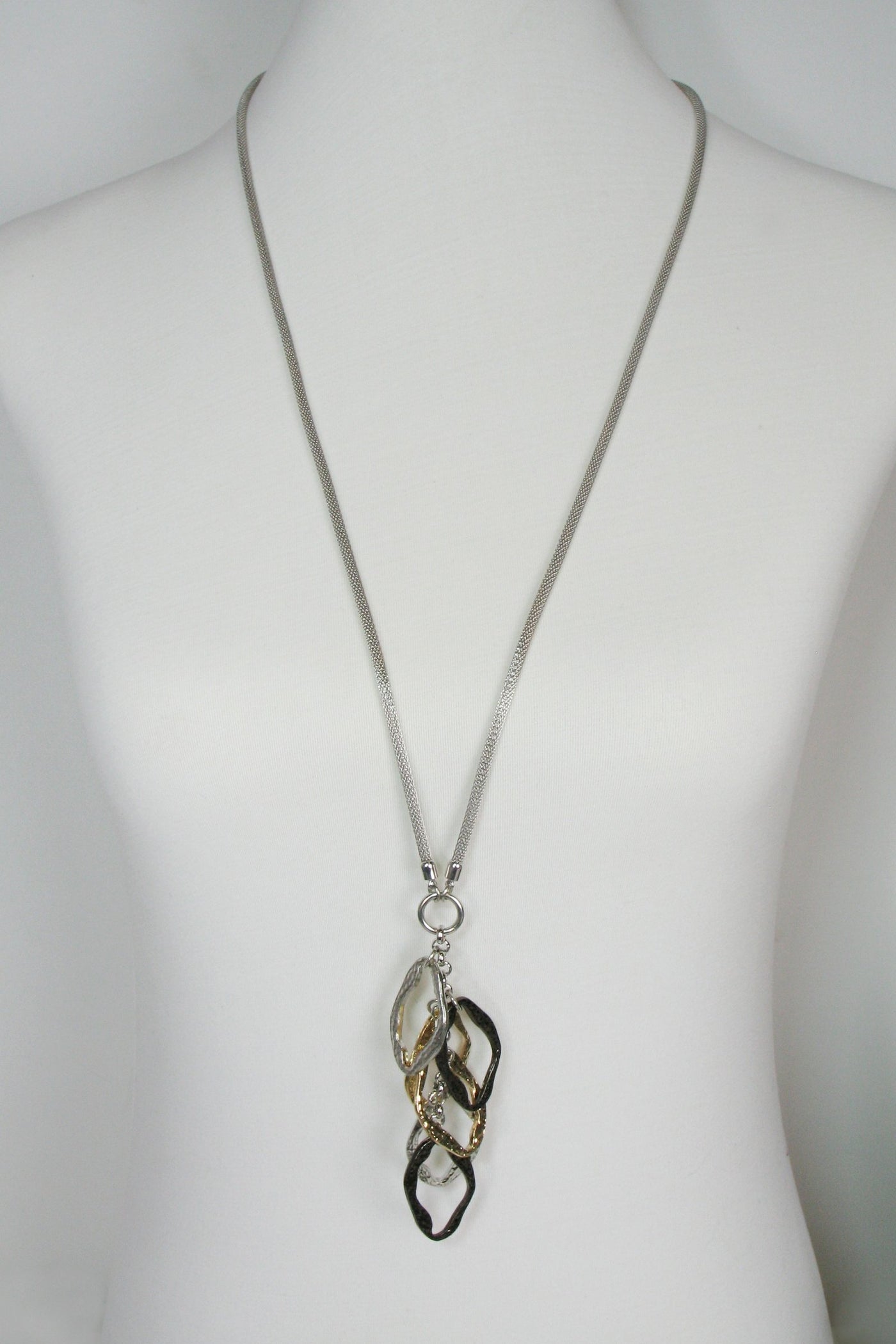 Rhodium/18K Gold/Black Nickel, shown long