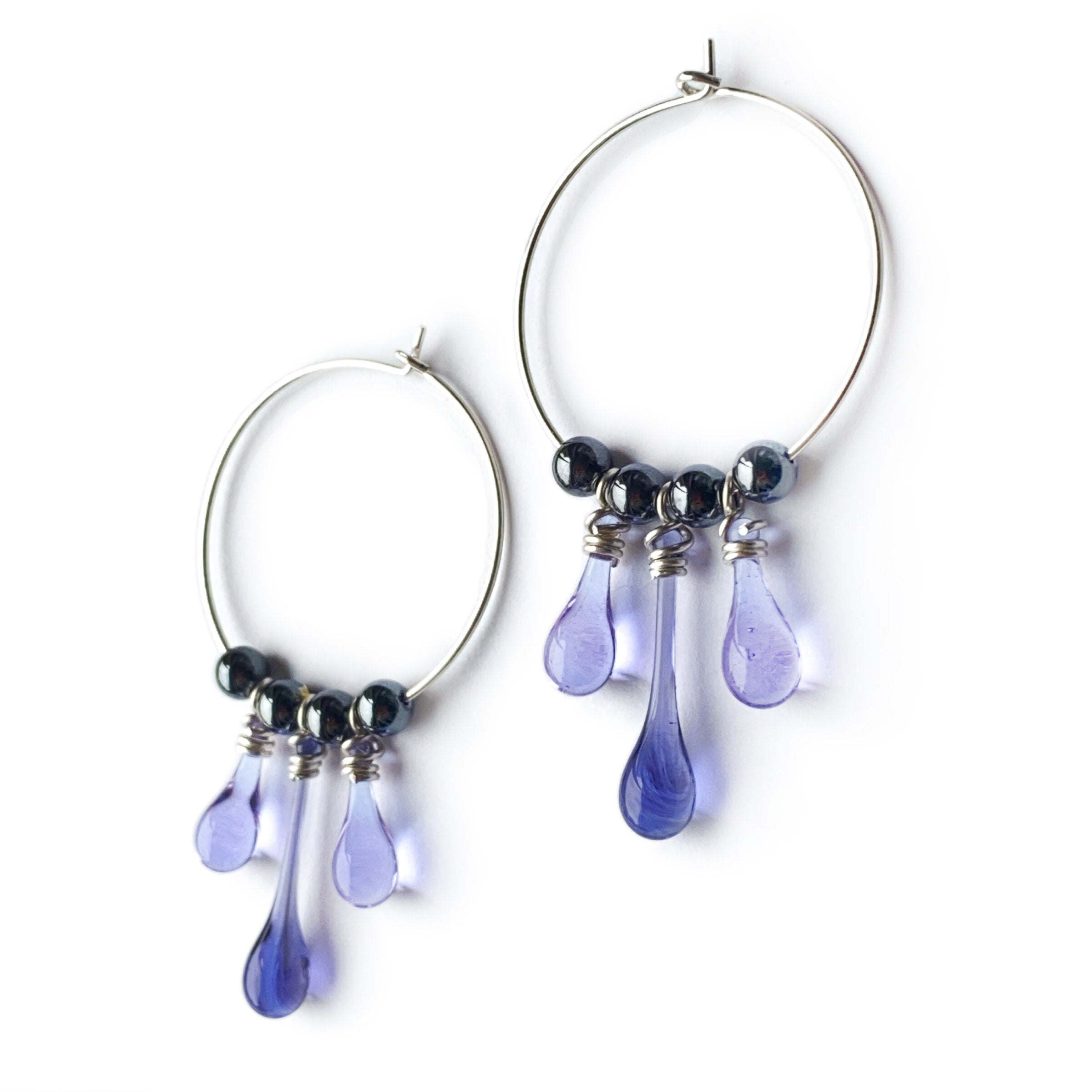 Purple Trio Hoop Earrings