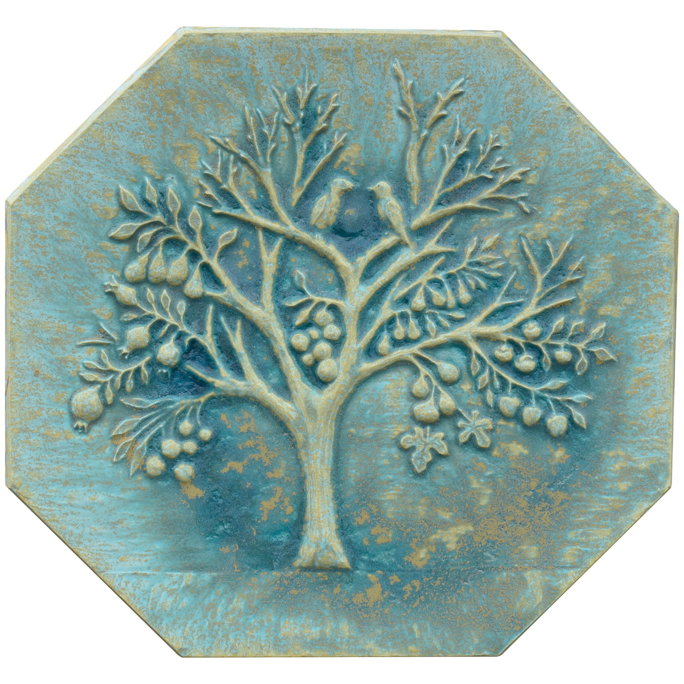 Magic Fruit Tree Ceramic Octagon in Aqua Stone Matte