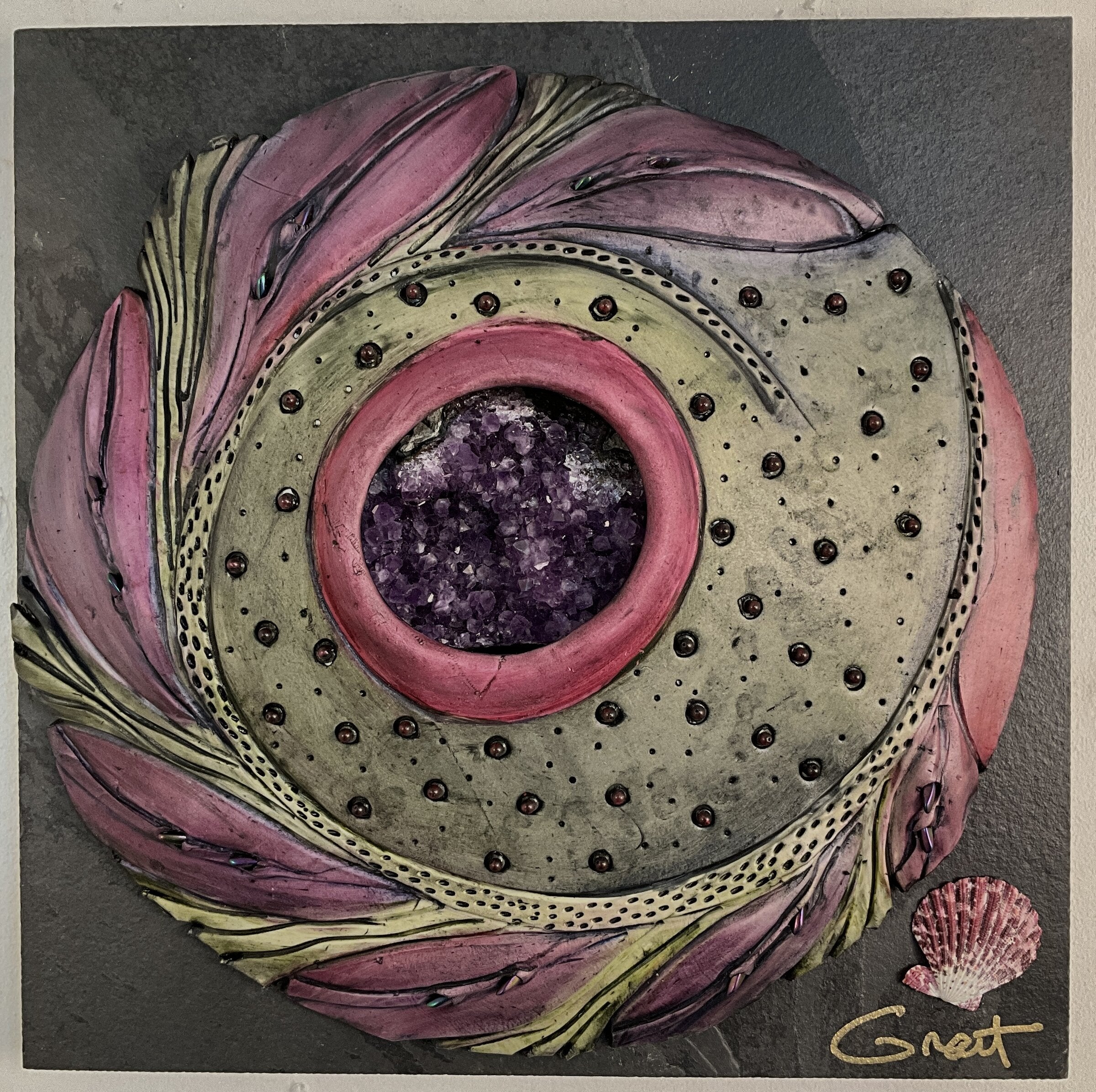 Windows to the Earth - Aubergine with Amethyst Crystal