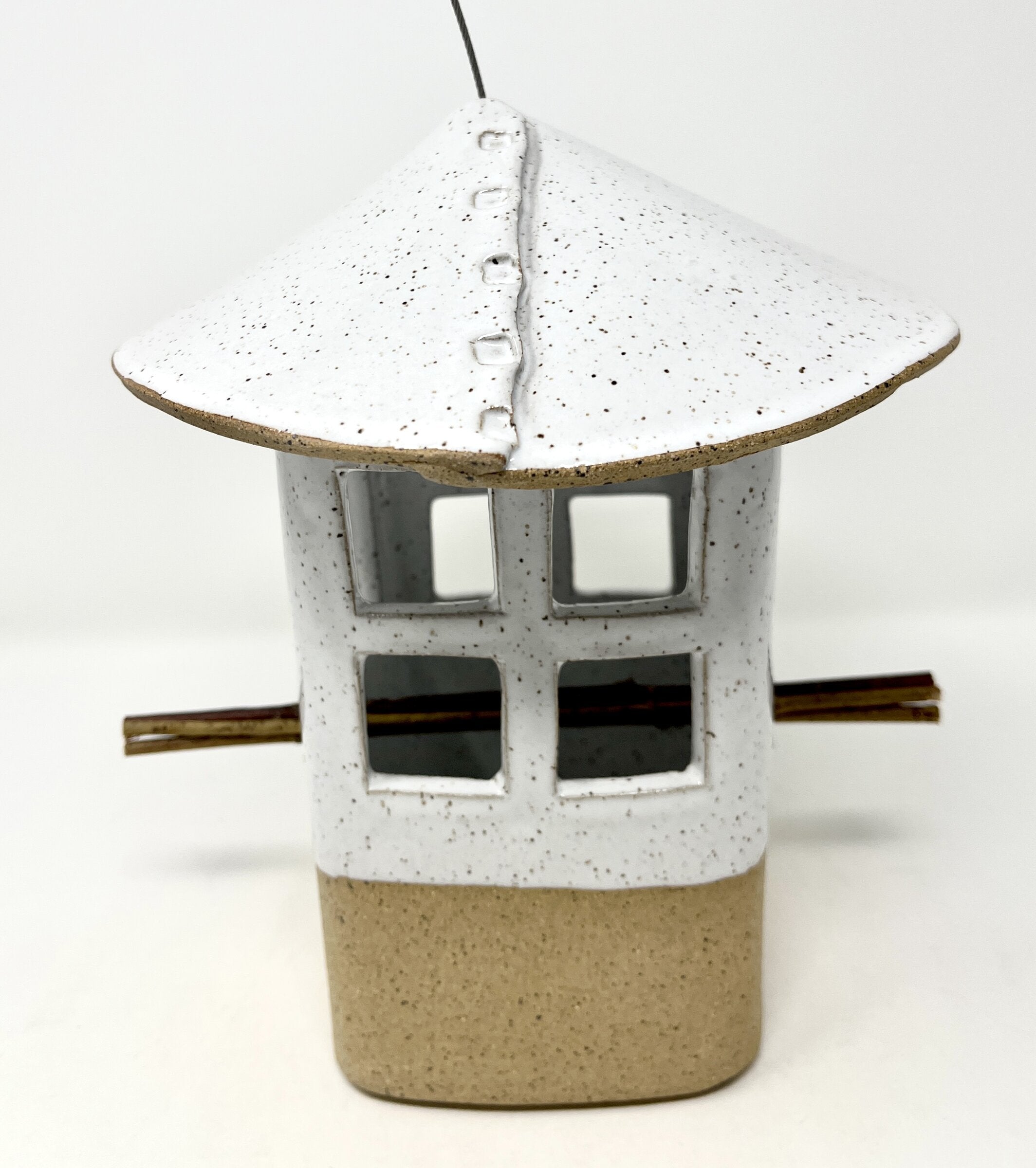 White Speckled Bird Feeder