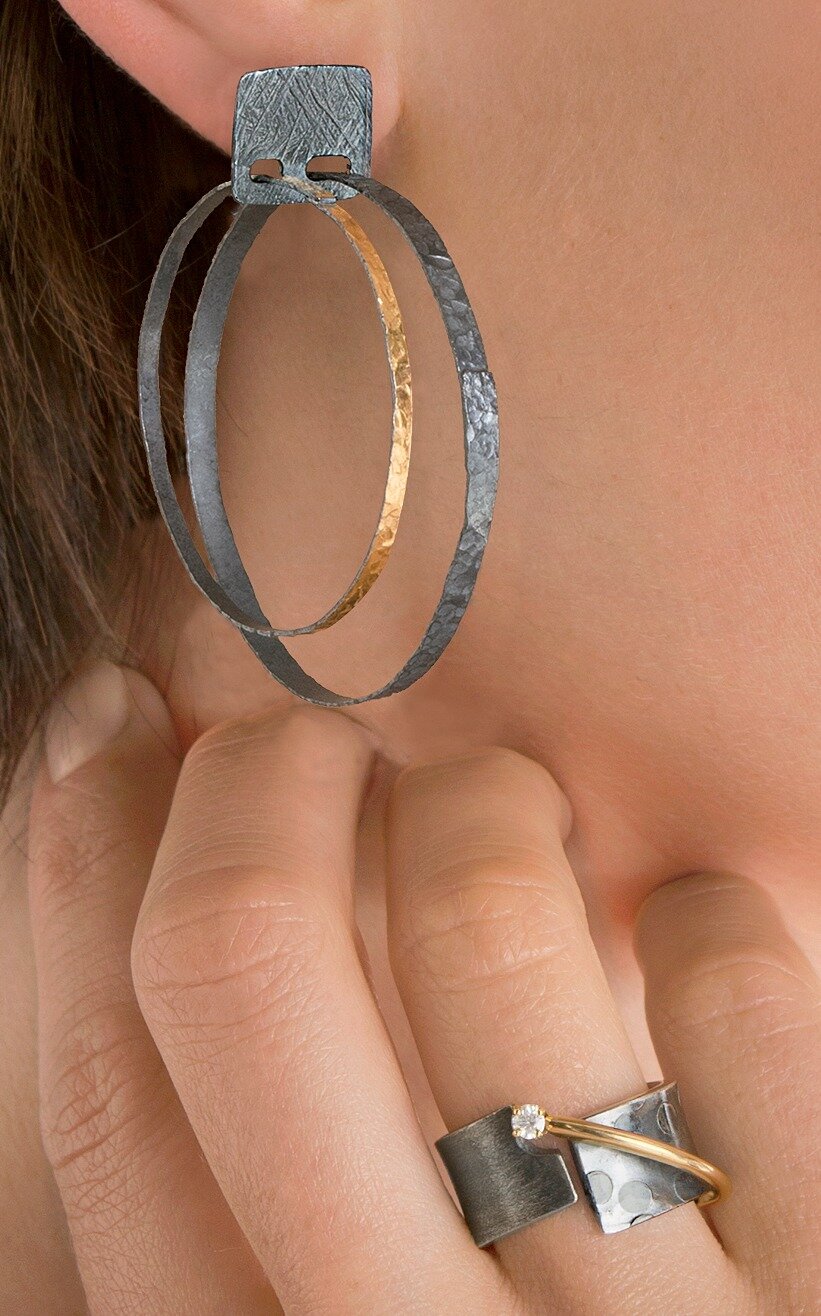 Carved Double Hoop Earrings