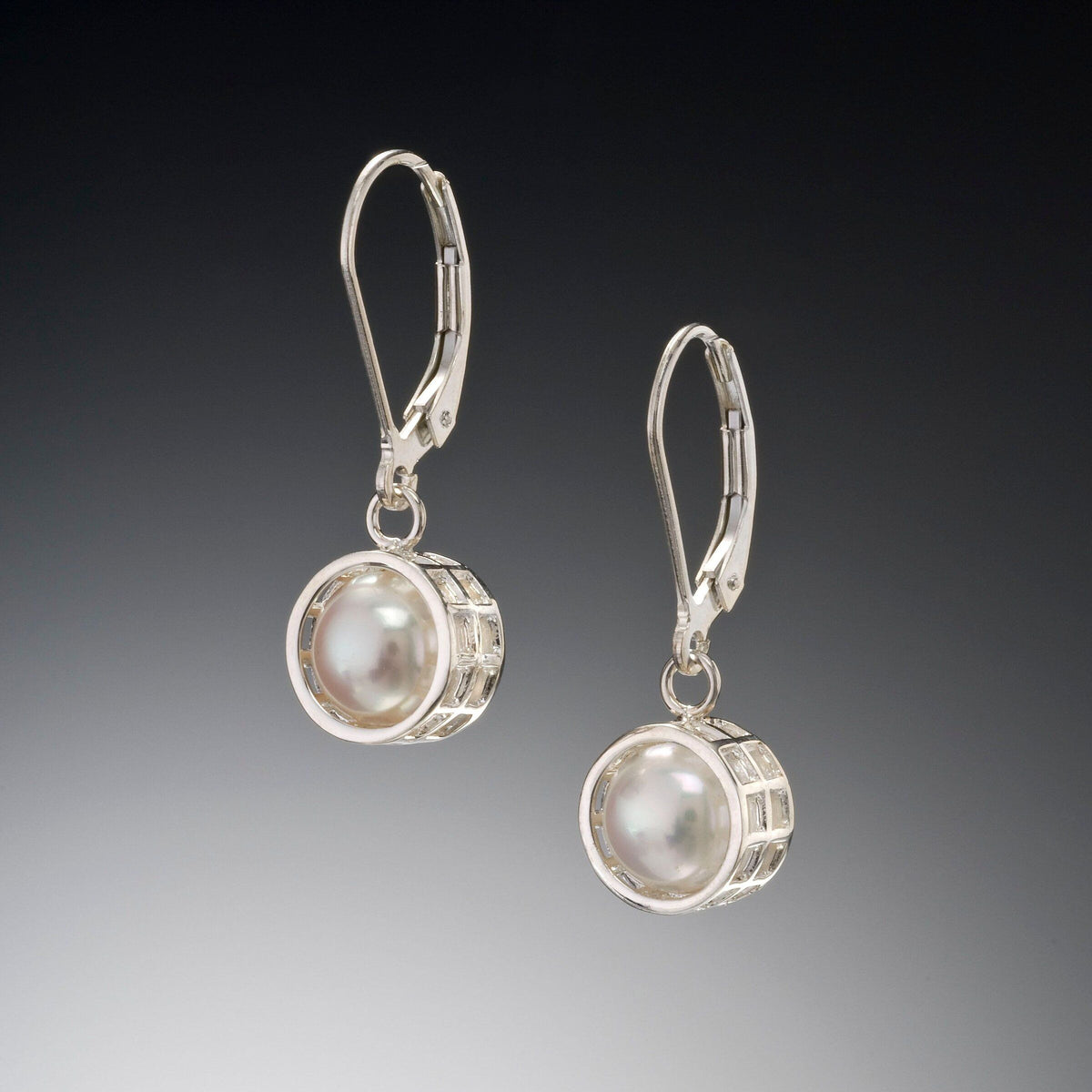 Caged Pearl Silver Earrings