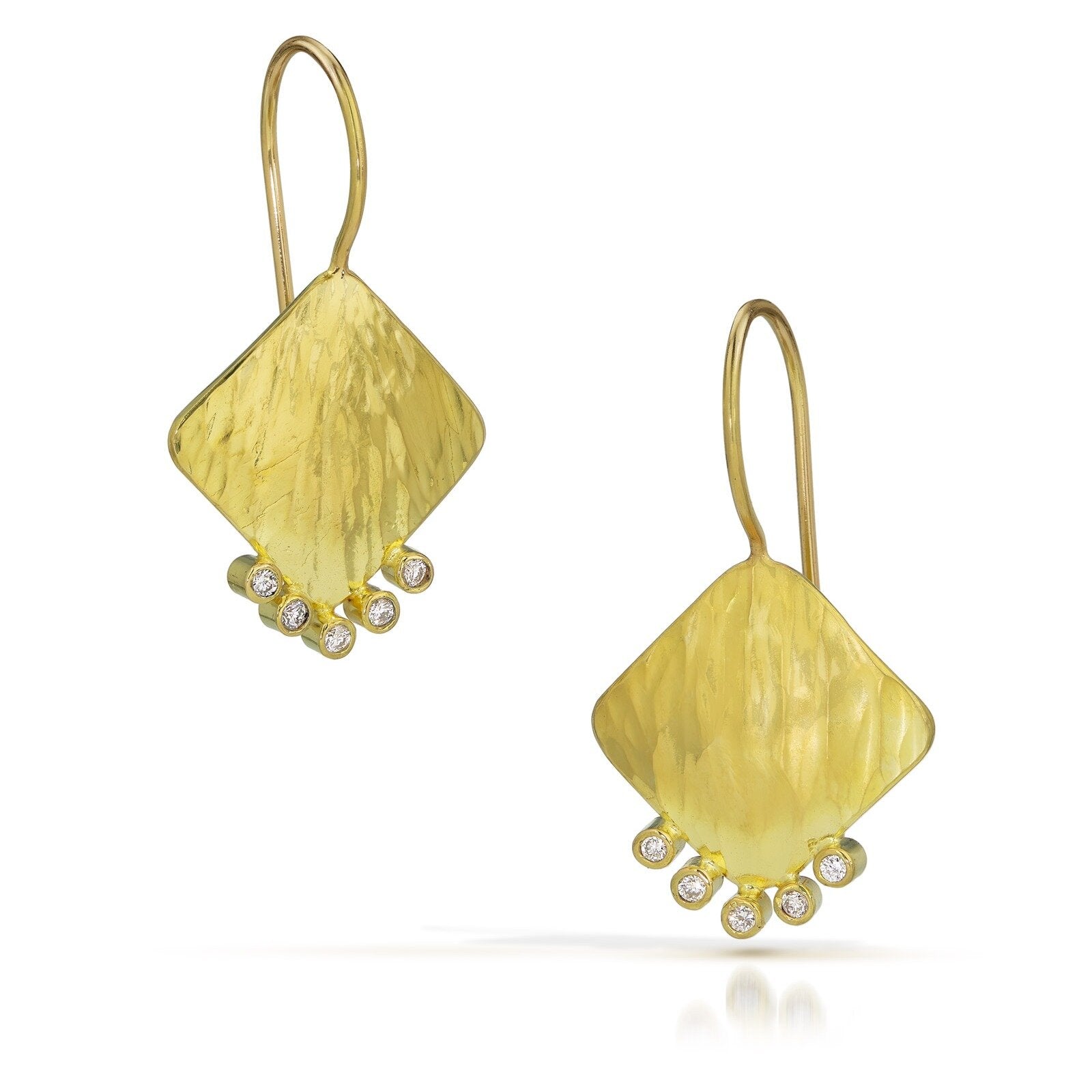 Hammered Diamond Drop Earrings