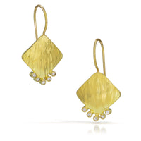 Hammered Diamond Drop Earrings