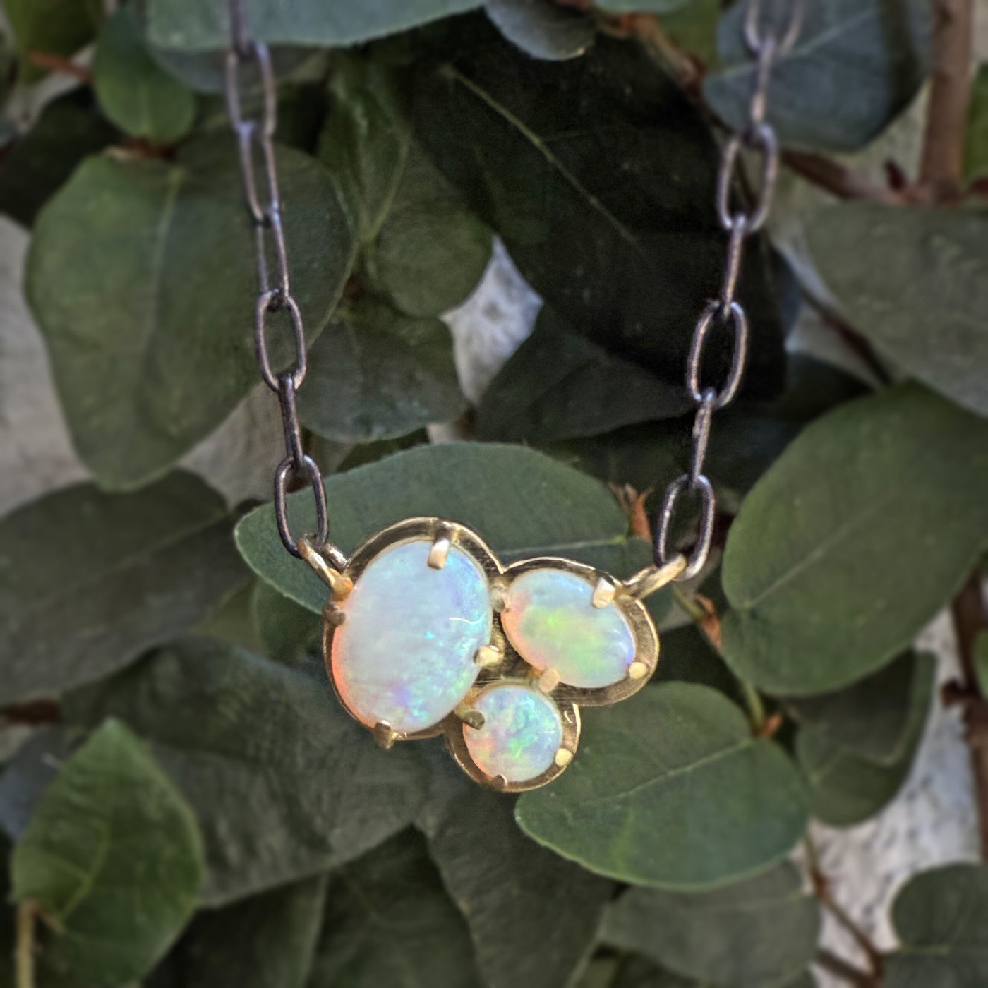 Australian Opal Cluster Necklace
