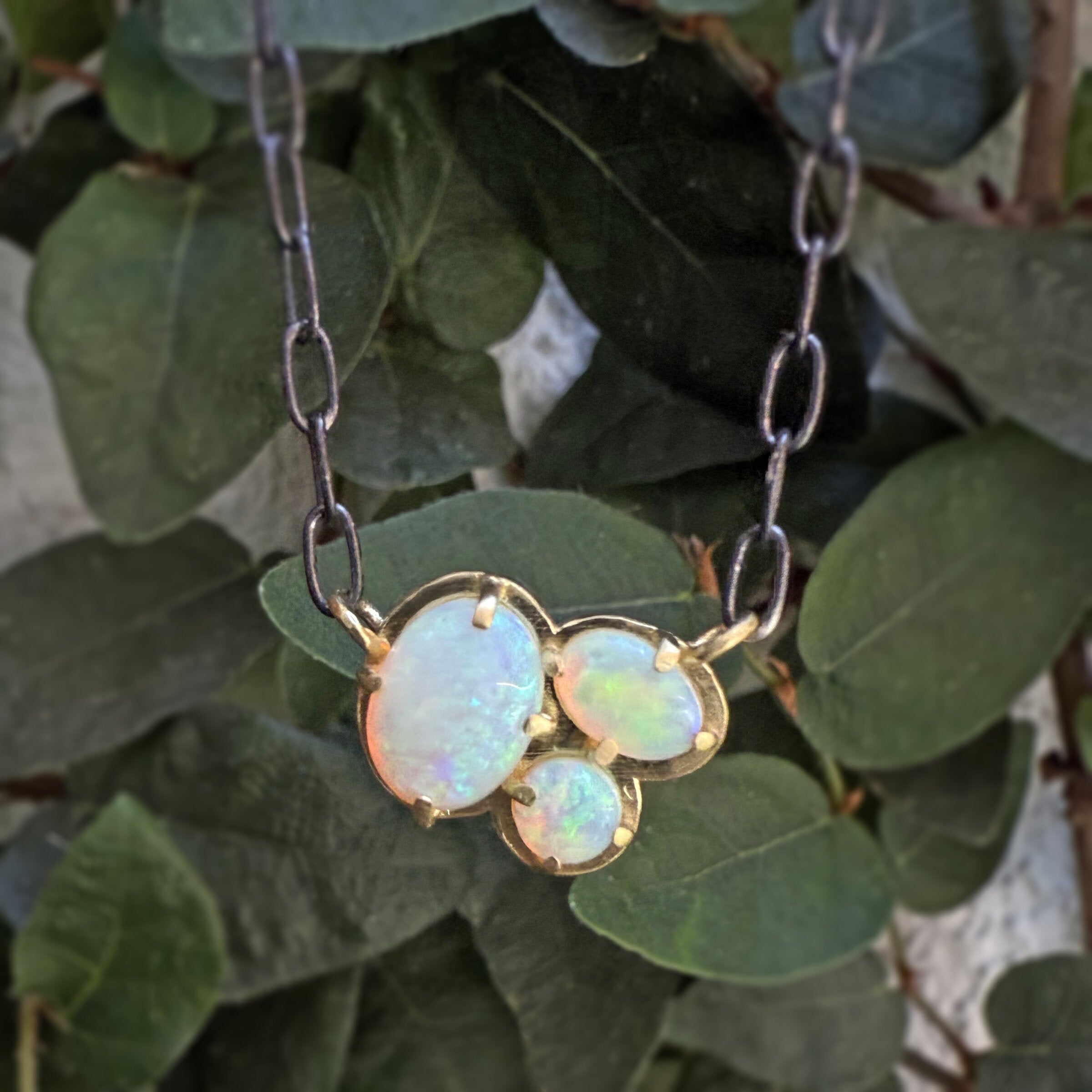 Australian Opal Cluster Necklace