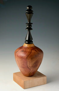 Vessel Turned from Camphor Burl, African Blackwood Finial