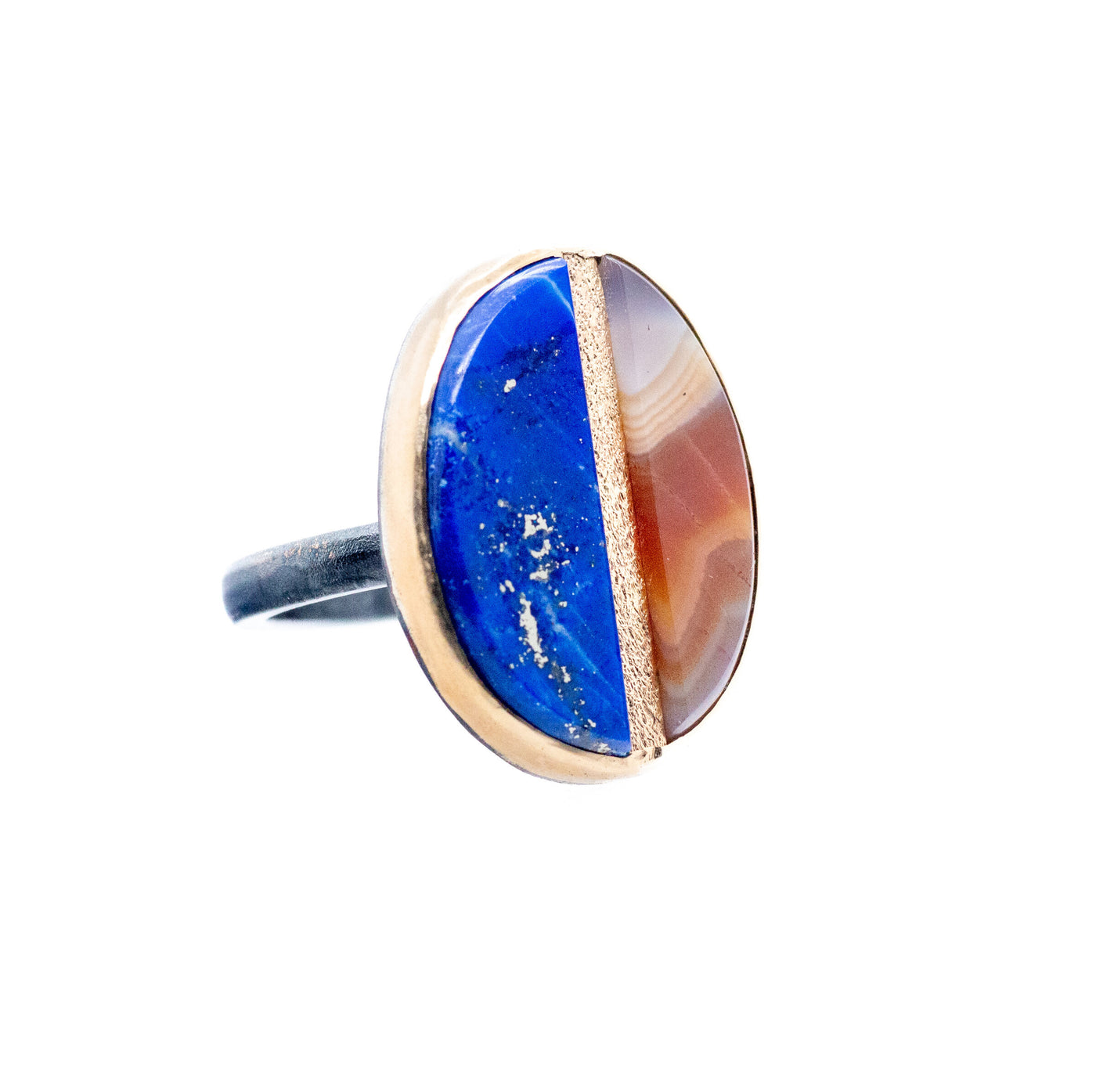 Lapis & Malawi Agate Inlay Ring