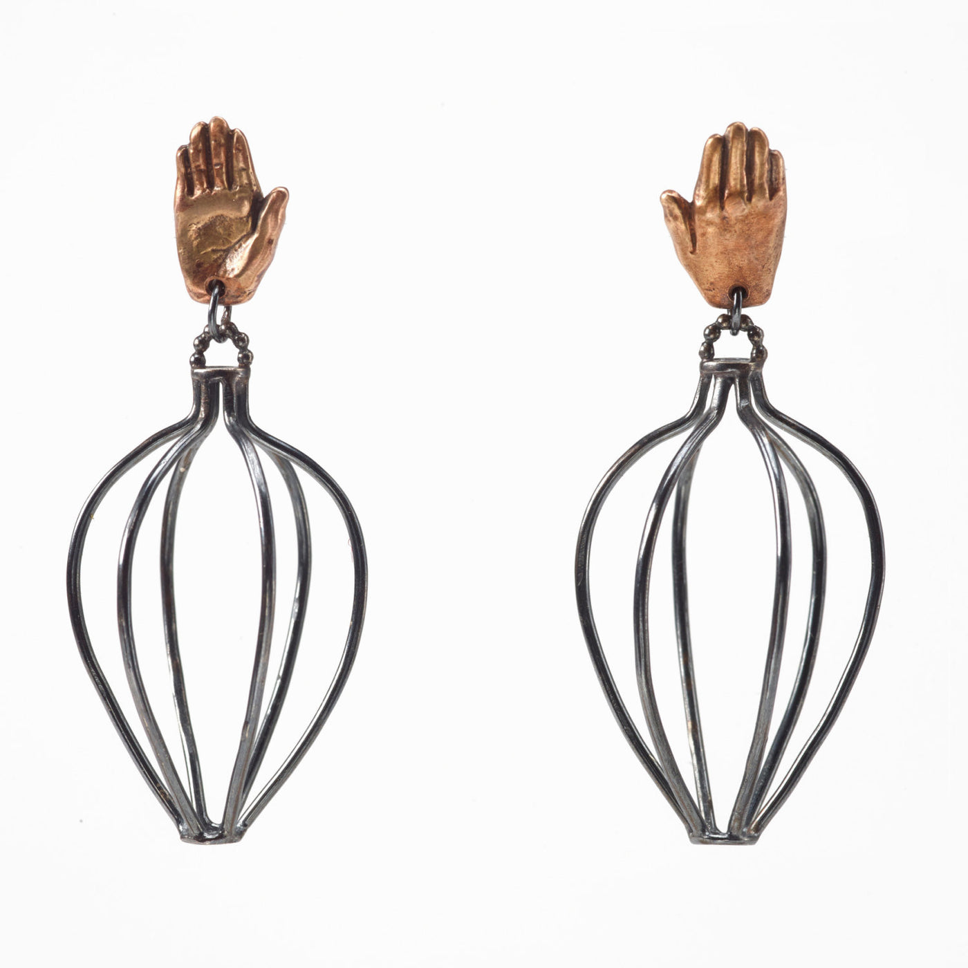 Hand and Silver Vessel Earrings