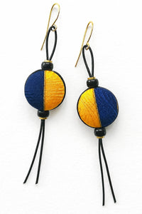 Blue & Gold Vintage Silk Earrings