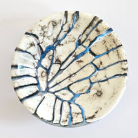 Cream and Blue Sculptural Glass Bowl - Resilience Series