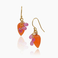 Carved Carnelian & Pink Sapphire Earrings
