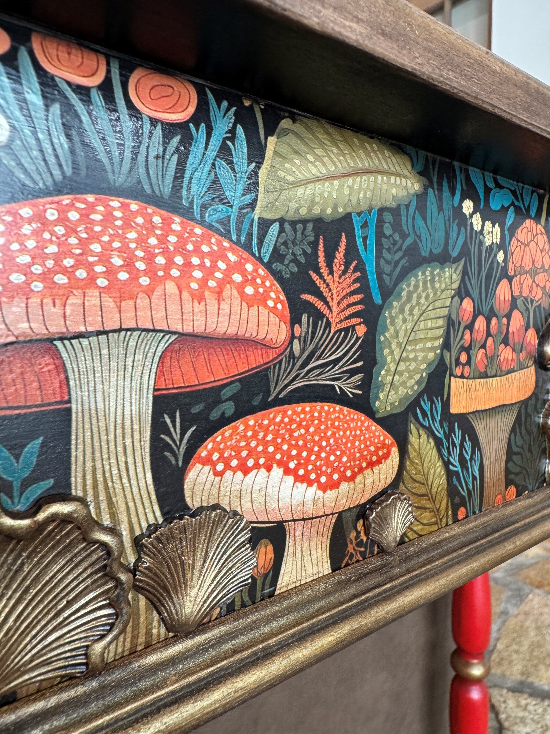 Red Woodland Console Table