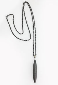 Einstein Drop on Blackened Silver Chain