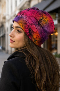 Hand Dyed Batik Wool Hat