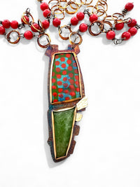 Red Dots on Green Necklace