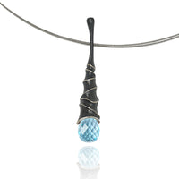 Oxidized Silver with Blue Topaz