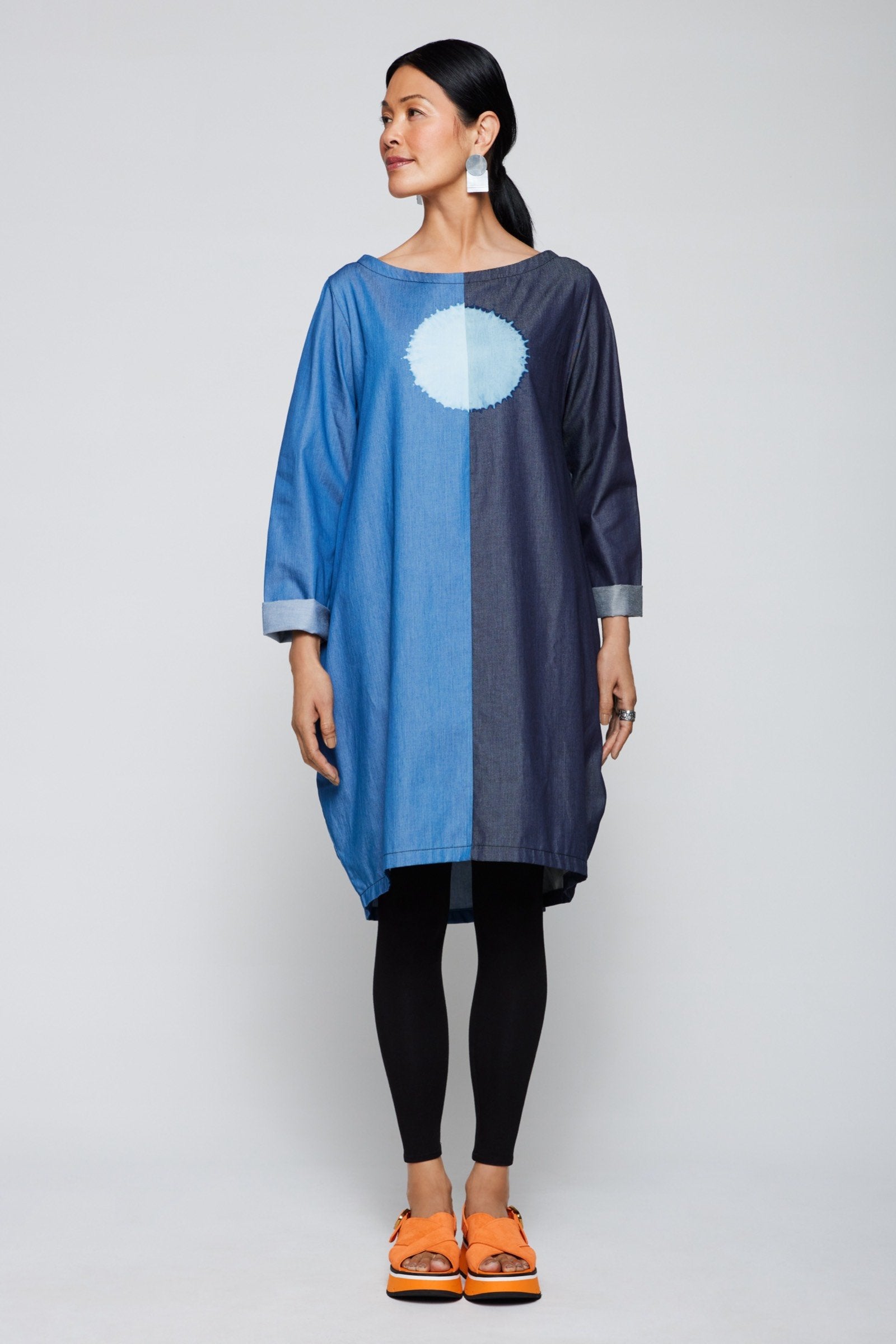 Chambray Shibori Balloon Dress
