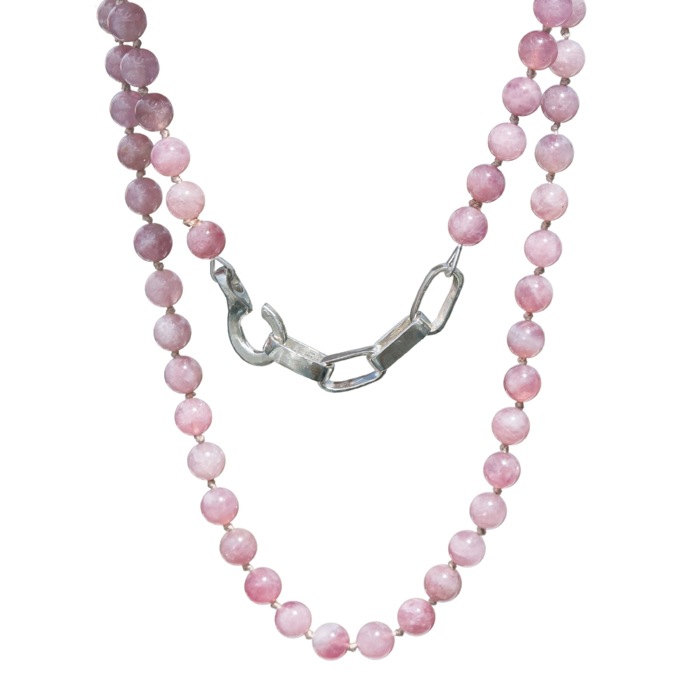 Rose Quartz & Greta Link Necklace