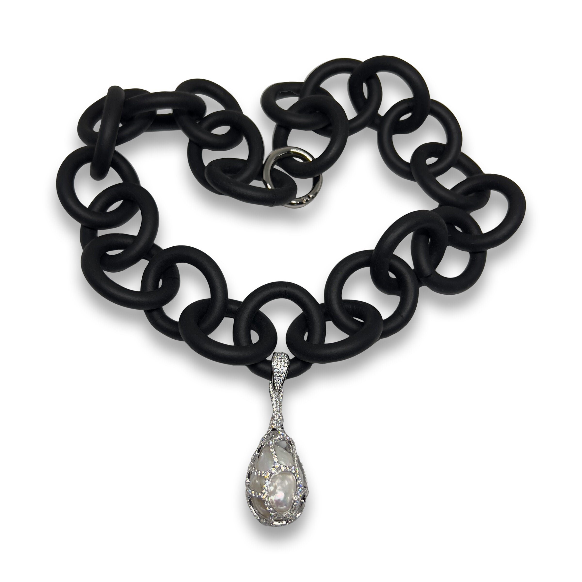 Baroque Pearl Cage Drop Necklace