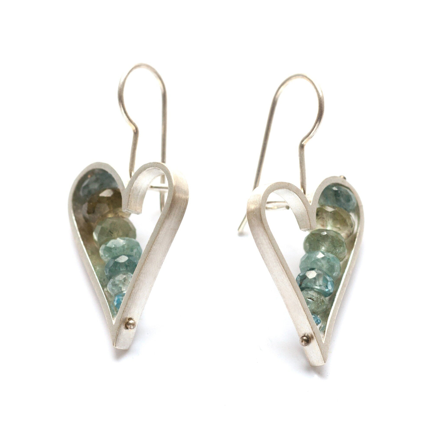 Moss Aquamarine Heart Earrings