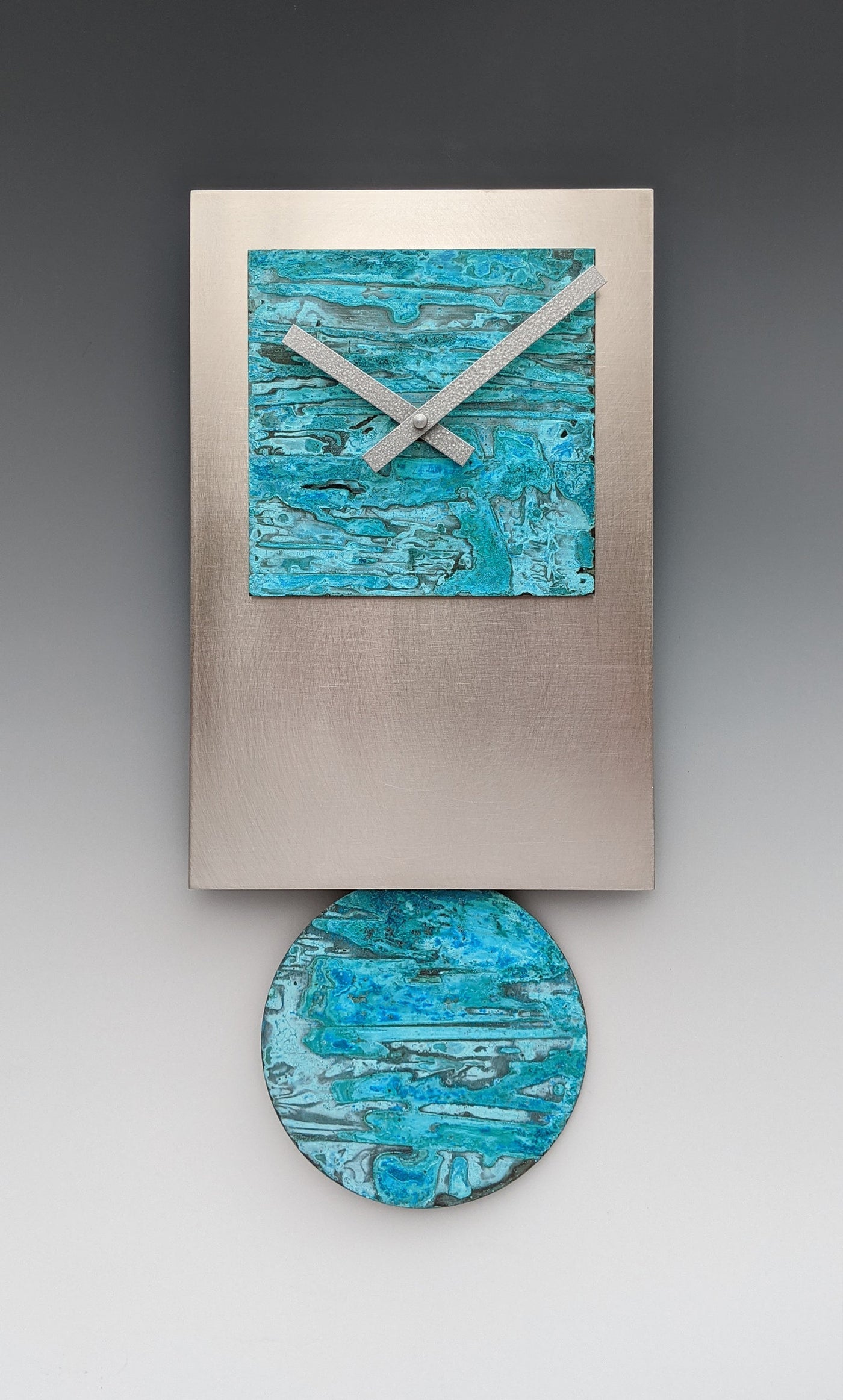 Steel Tie Pendulum Clock with Verdigris Copper