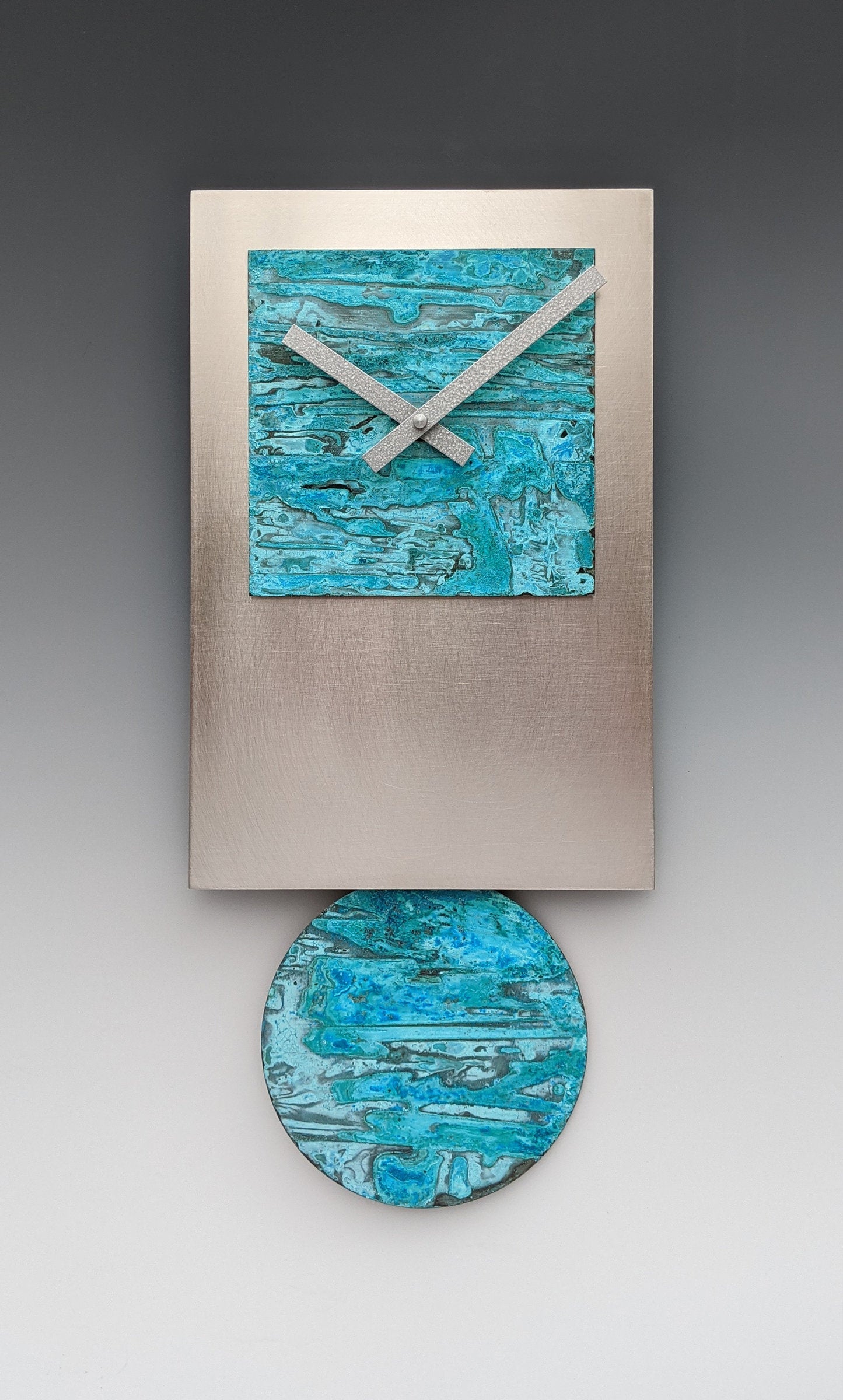 Steel Tie Pendulum Clock with Verdigris Copper