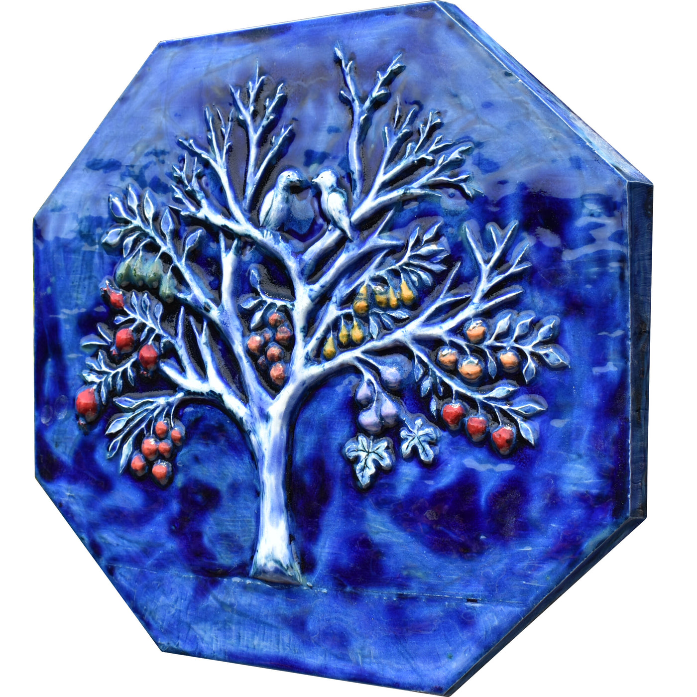 Magic Fruit Ceramic Octagon Tile in Dark Blue