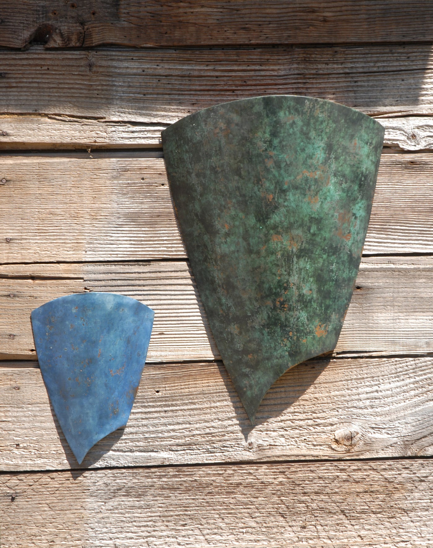 left to right: antique blue and distressed black