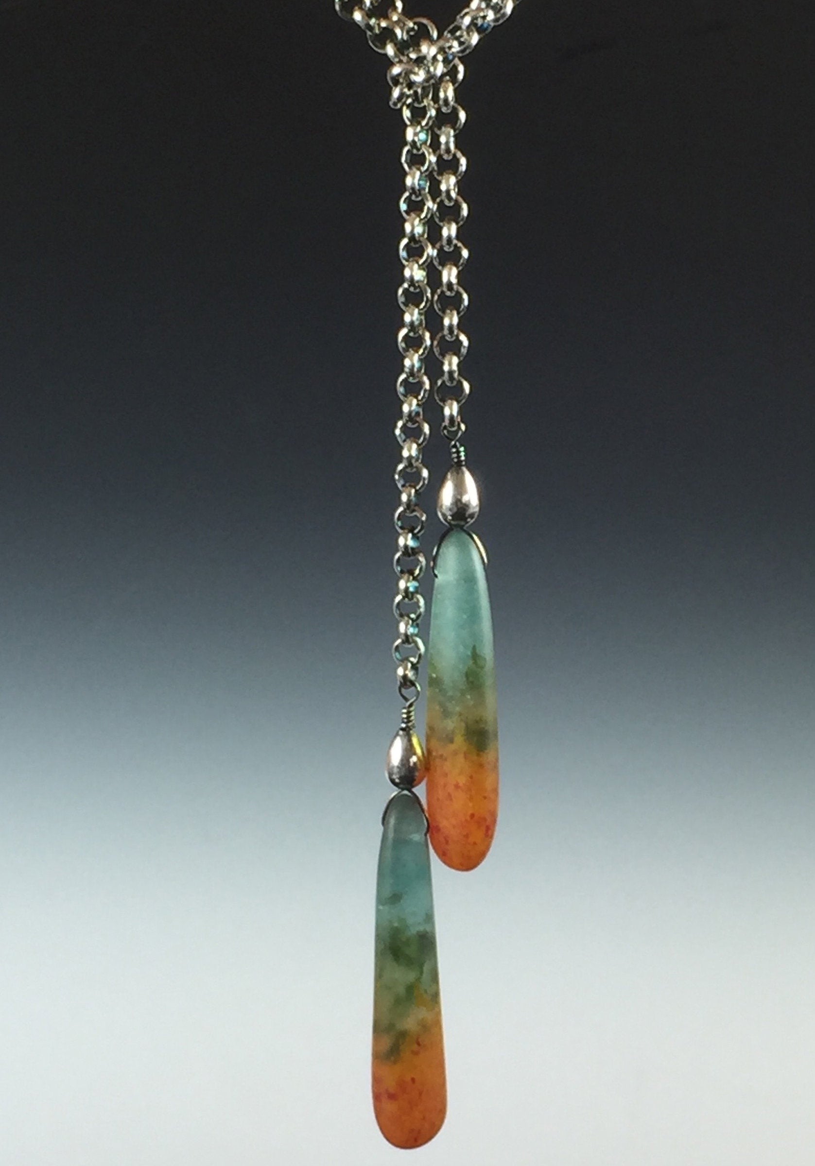 Teardrop Pate de Verre Lariat