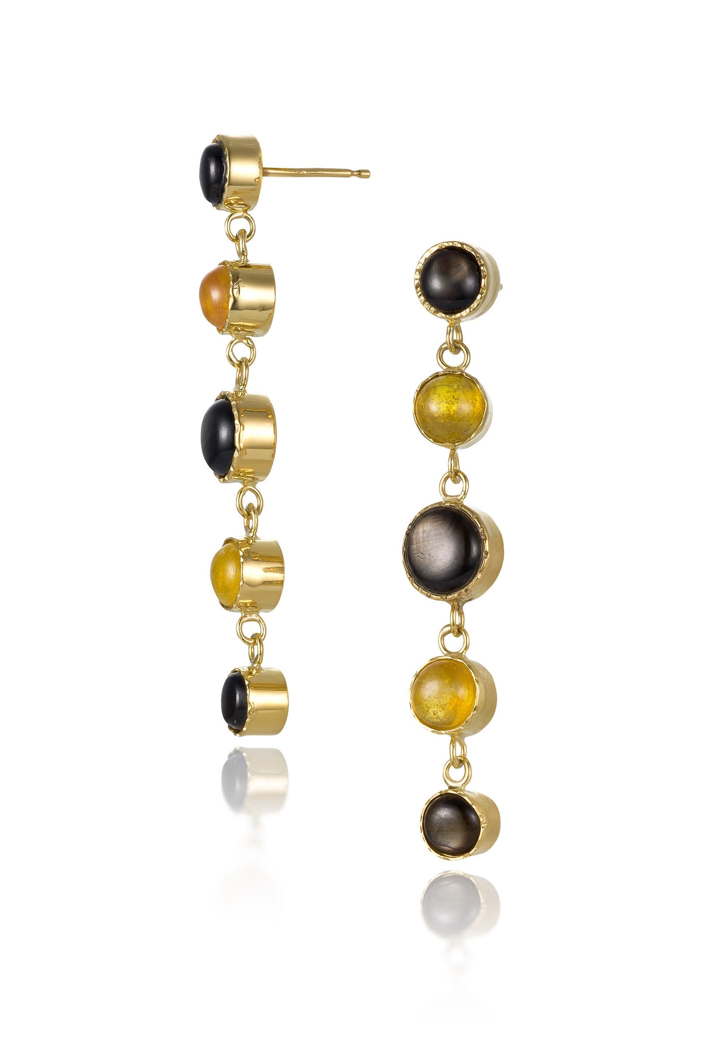 Yellow & Black Sapphire Earrings