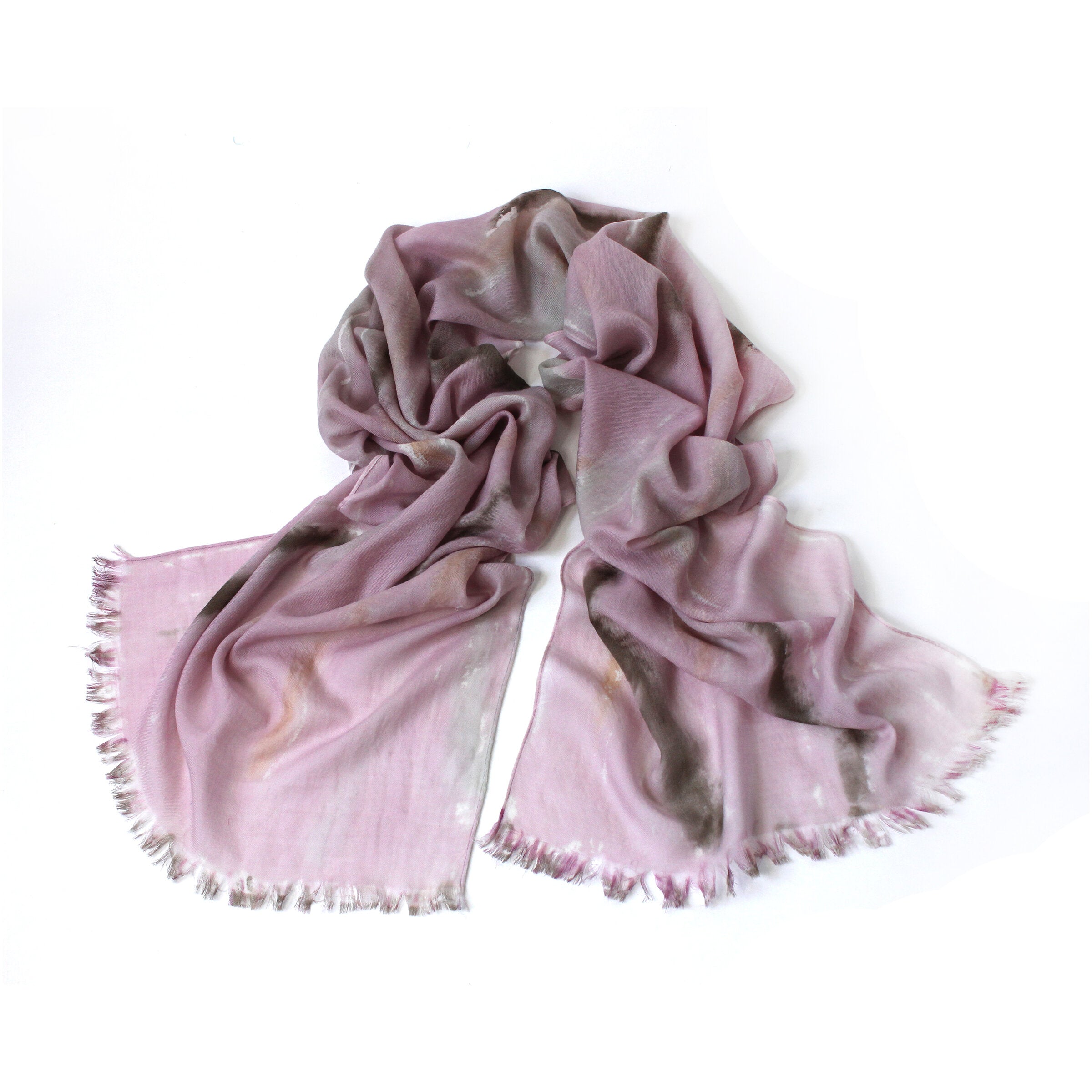 Ombre White Scent  / Cashmere blended hand-painted scarf