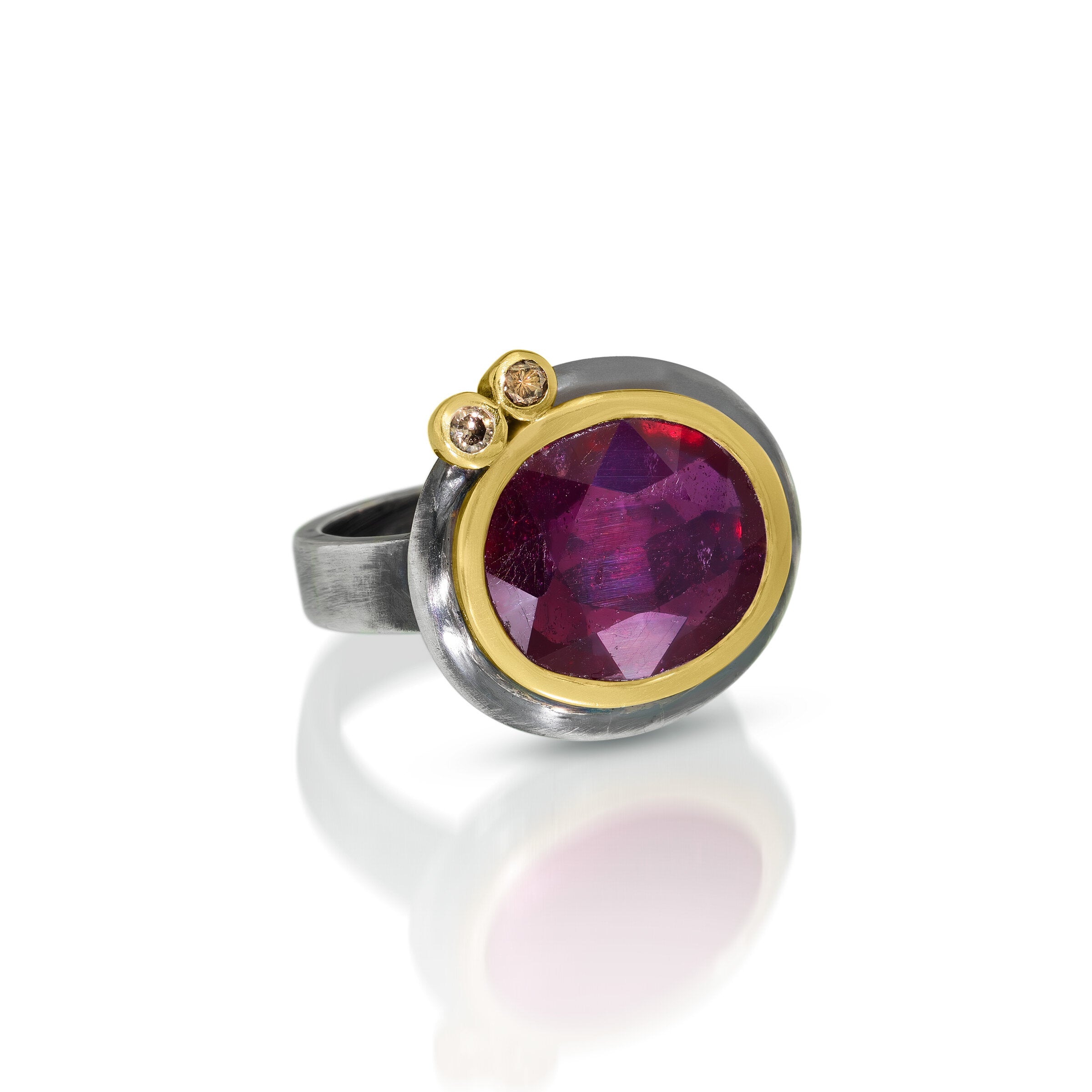 Ruby & Champagne Diamond Ring