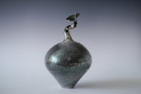 Nerida Coil Green Iridescent Raku Vessel