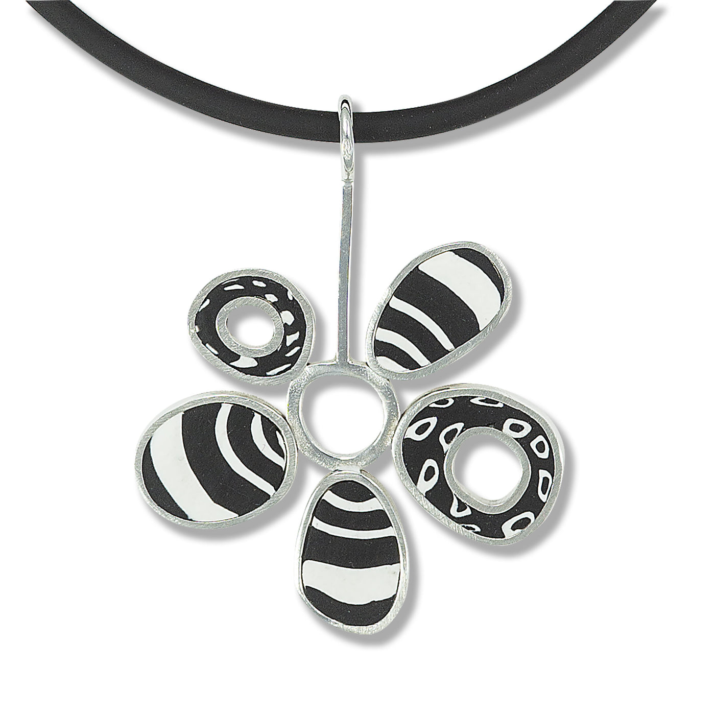 Five Oval Flower Pendant Necklace