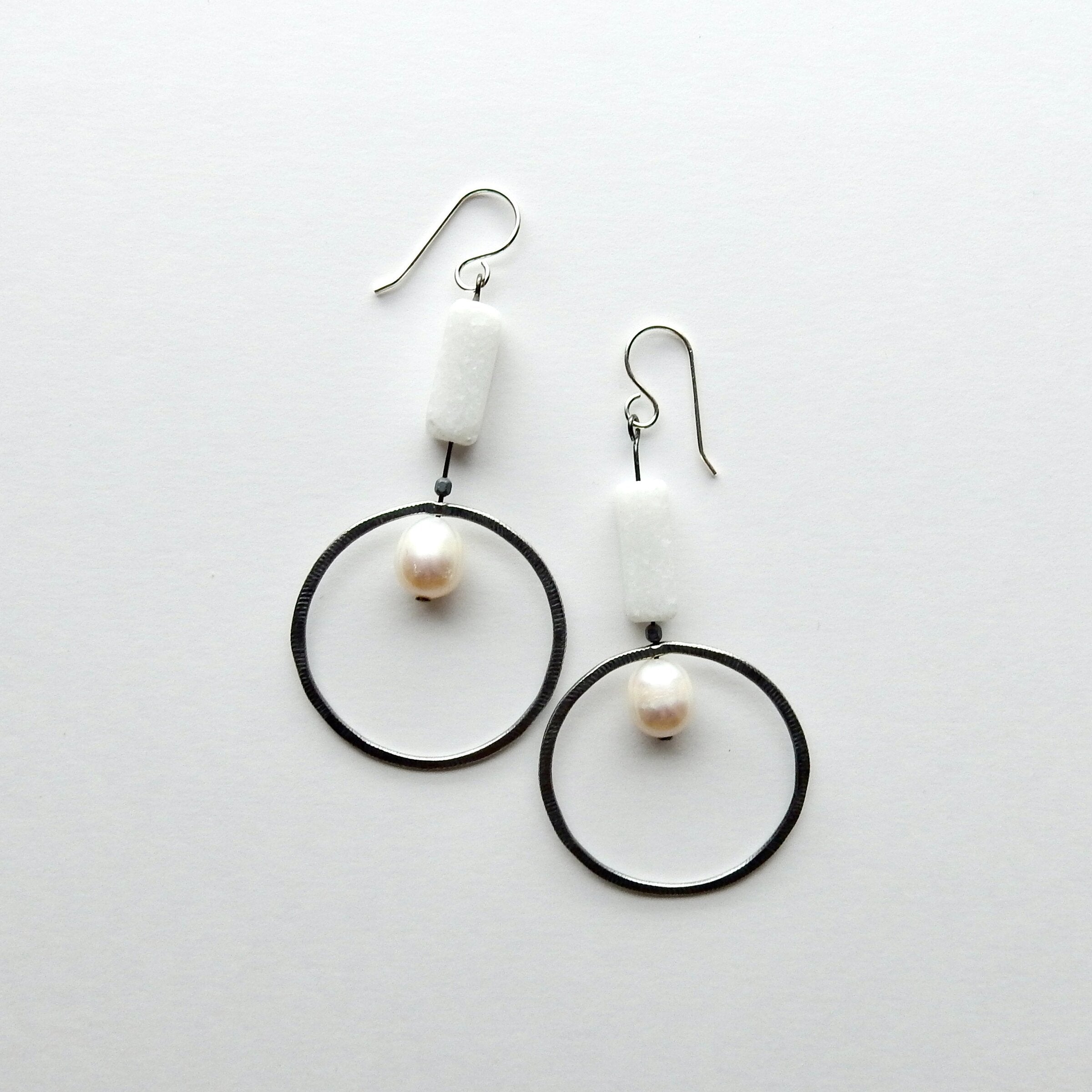 Mountain Jade & Pearl Earrings