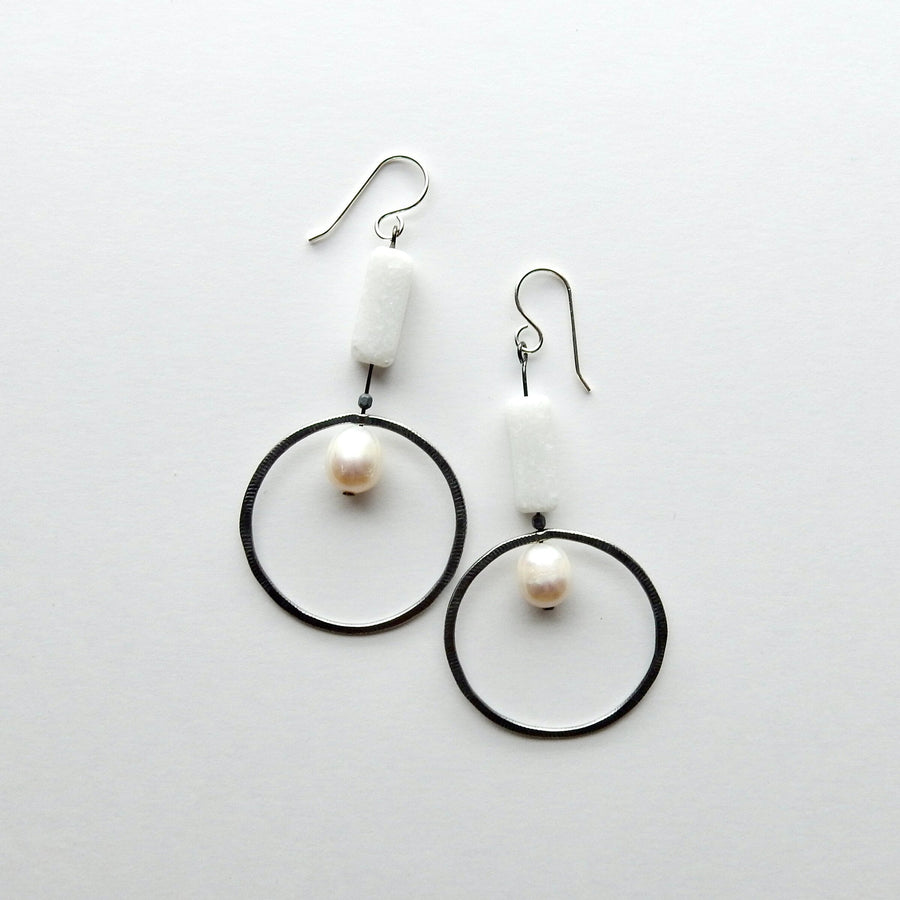 Mountain Jade & Pearl Earrings