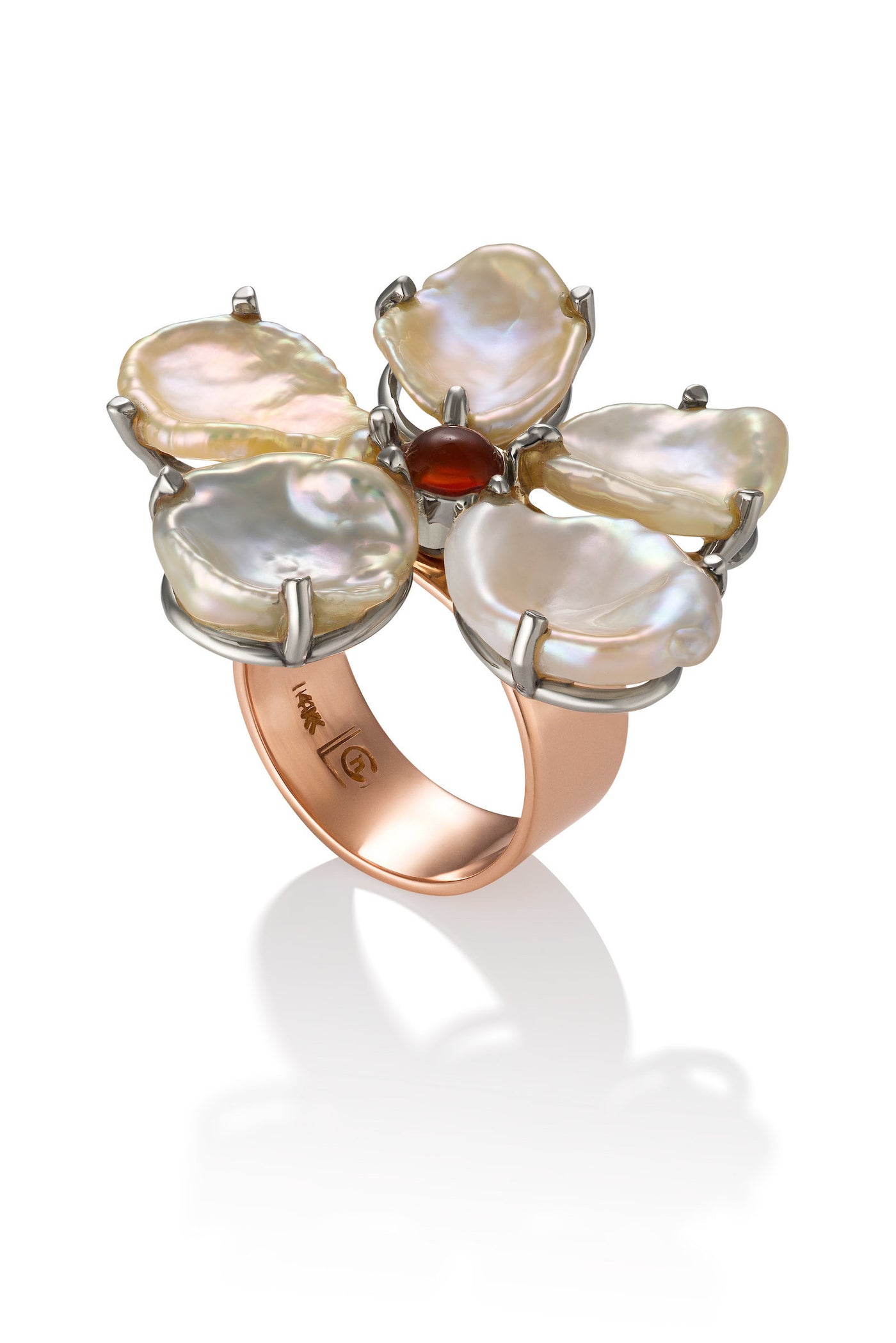 14k Pearl Flower Ring