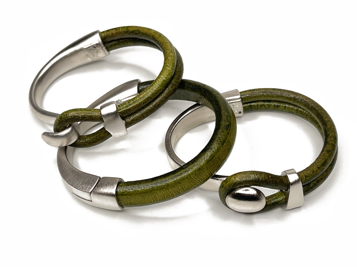 Olive Green/silver set of three