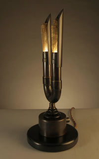 Twin Spires Copper and Bronze Lamp