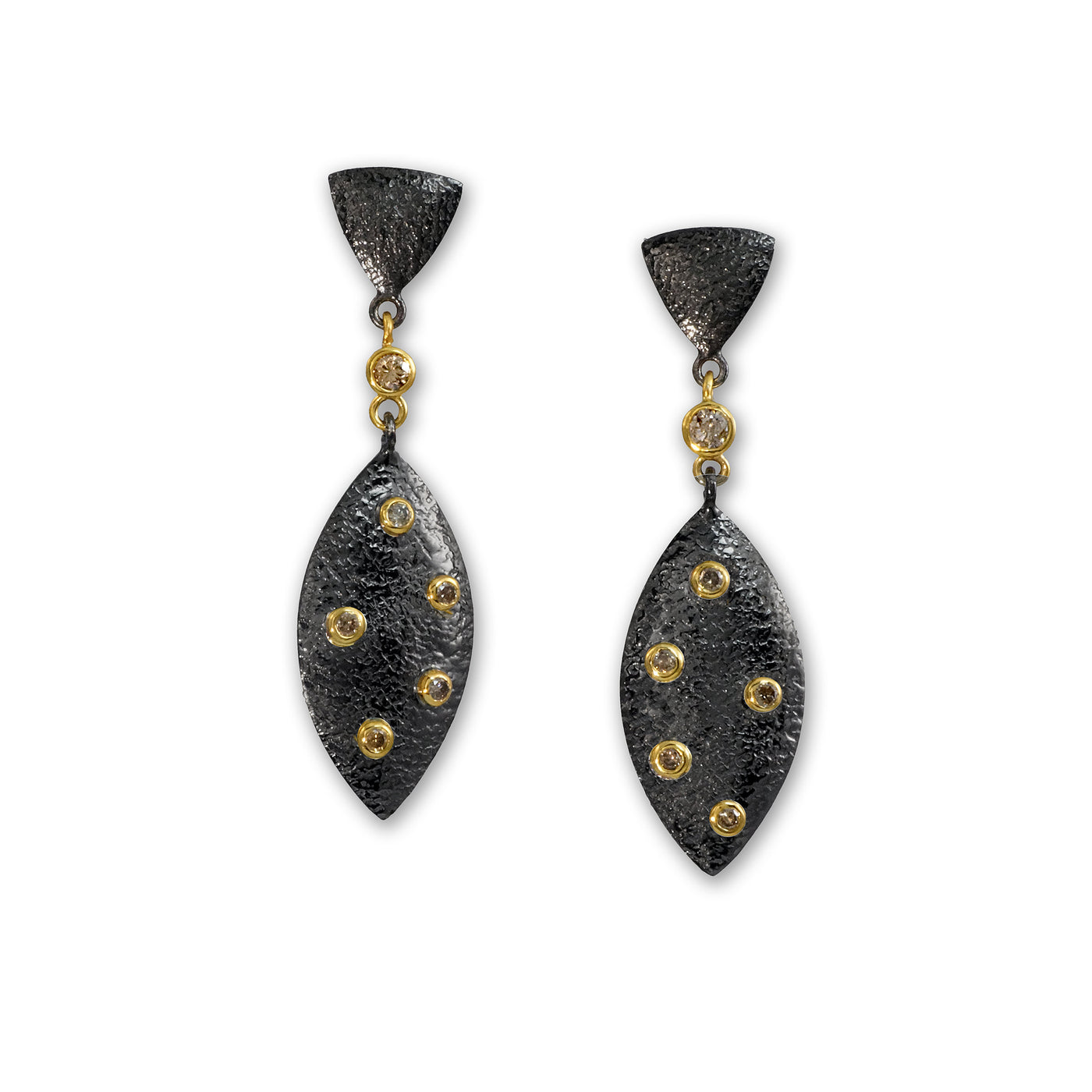 Champagne Diamond Triangle Post Earrings