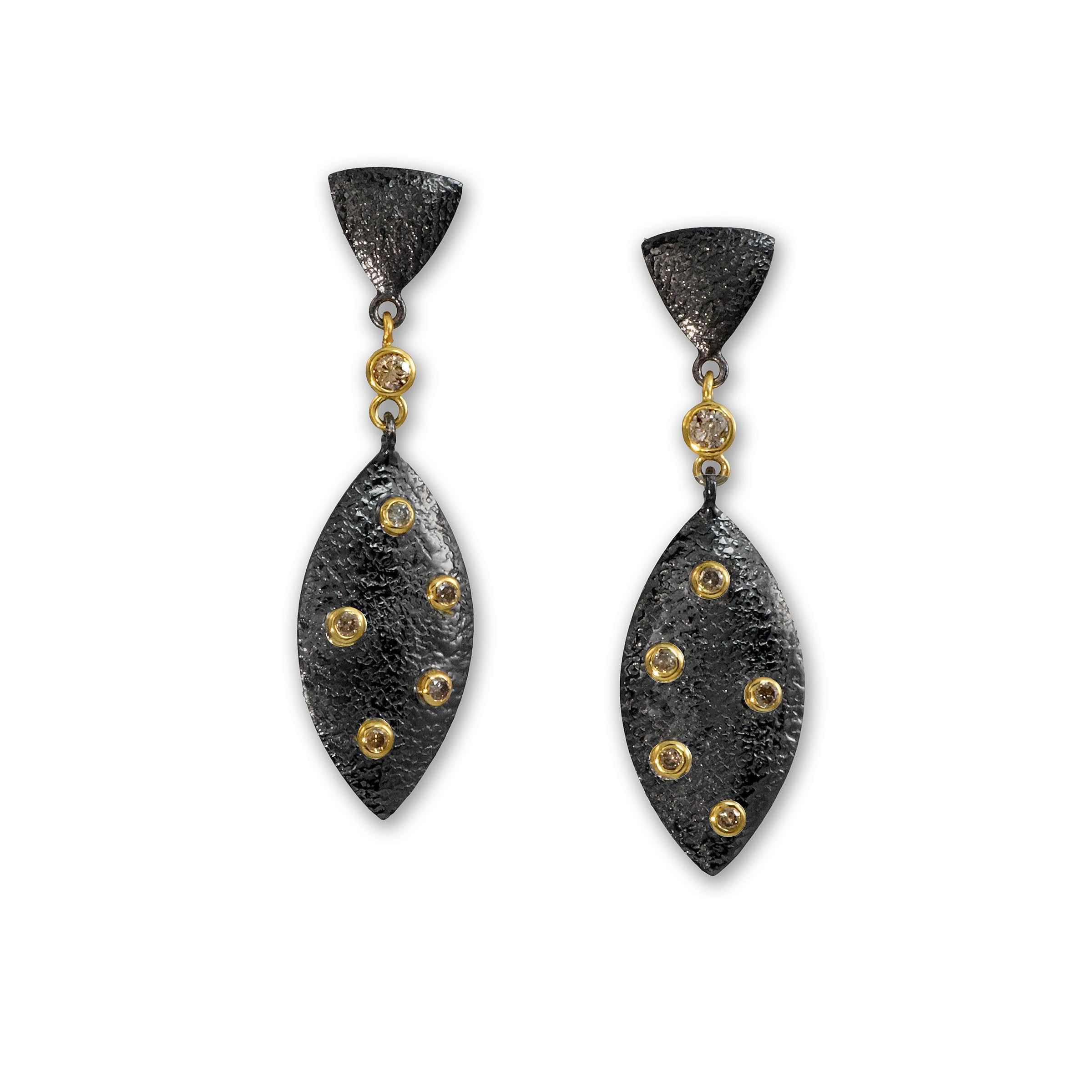 Champagne Diamond Triangle Post Earrings