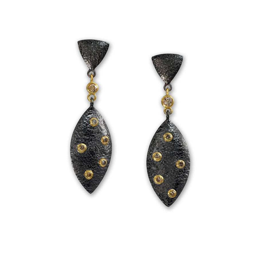 Champagne Diamond Triangle Post Earrings