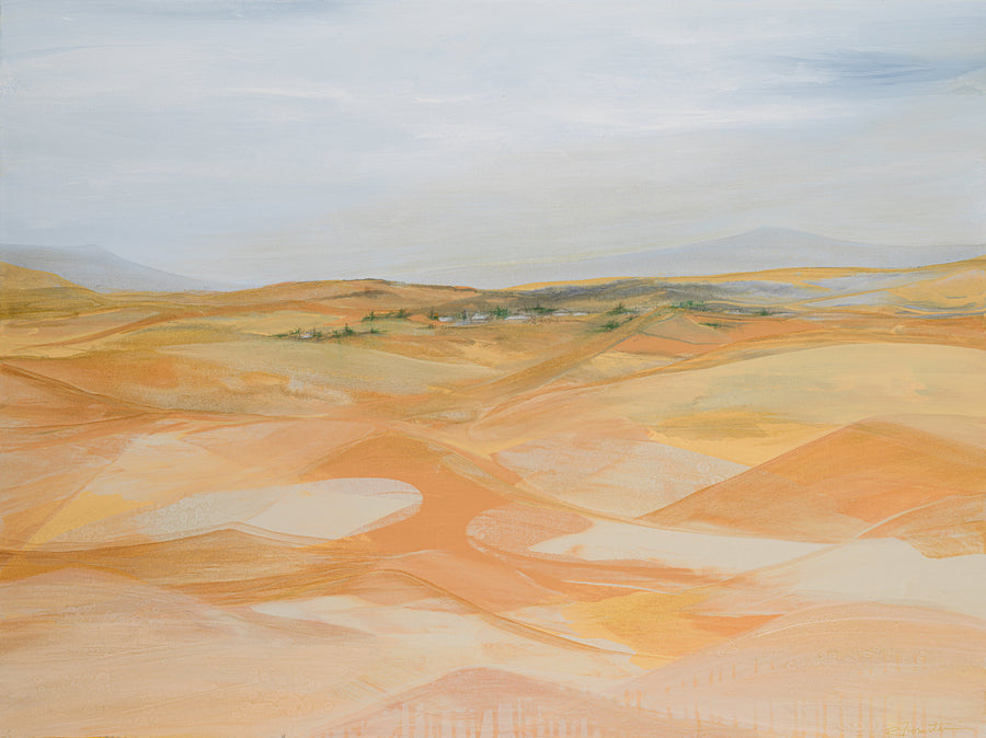 Distant Village in the Golden Sand