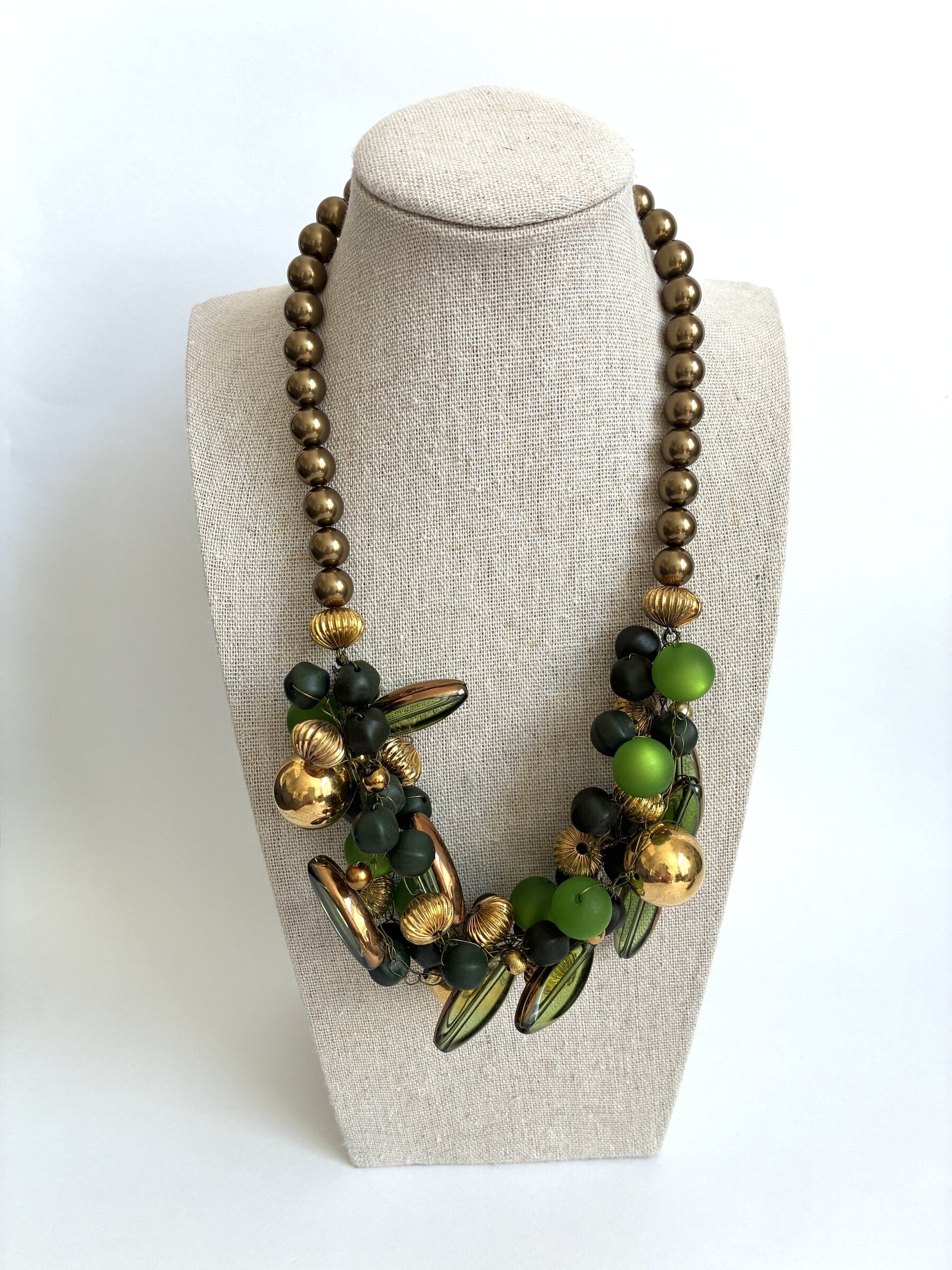 Green 'N' Gold Statement Necklace
