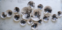 Raku Wall Sculpture Set in Black and White, 16 Piece